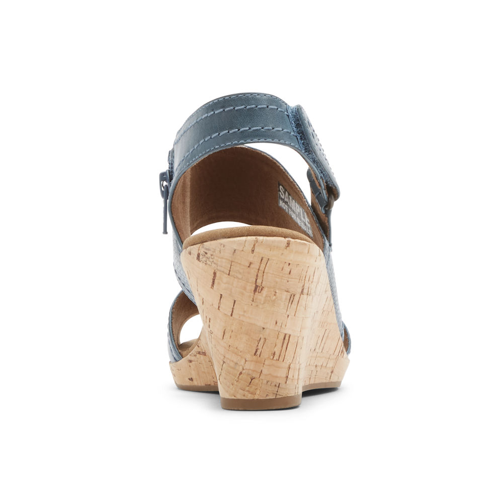 Rockport Singapore Womens Sandals - Briah Asymmetrical 2-Piece Blue - RA6384970